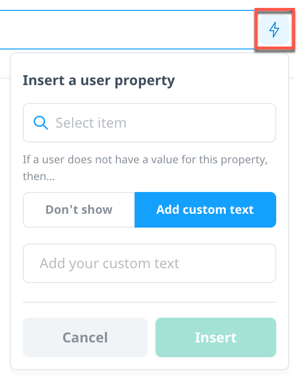 Insert a custom user property