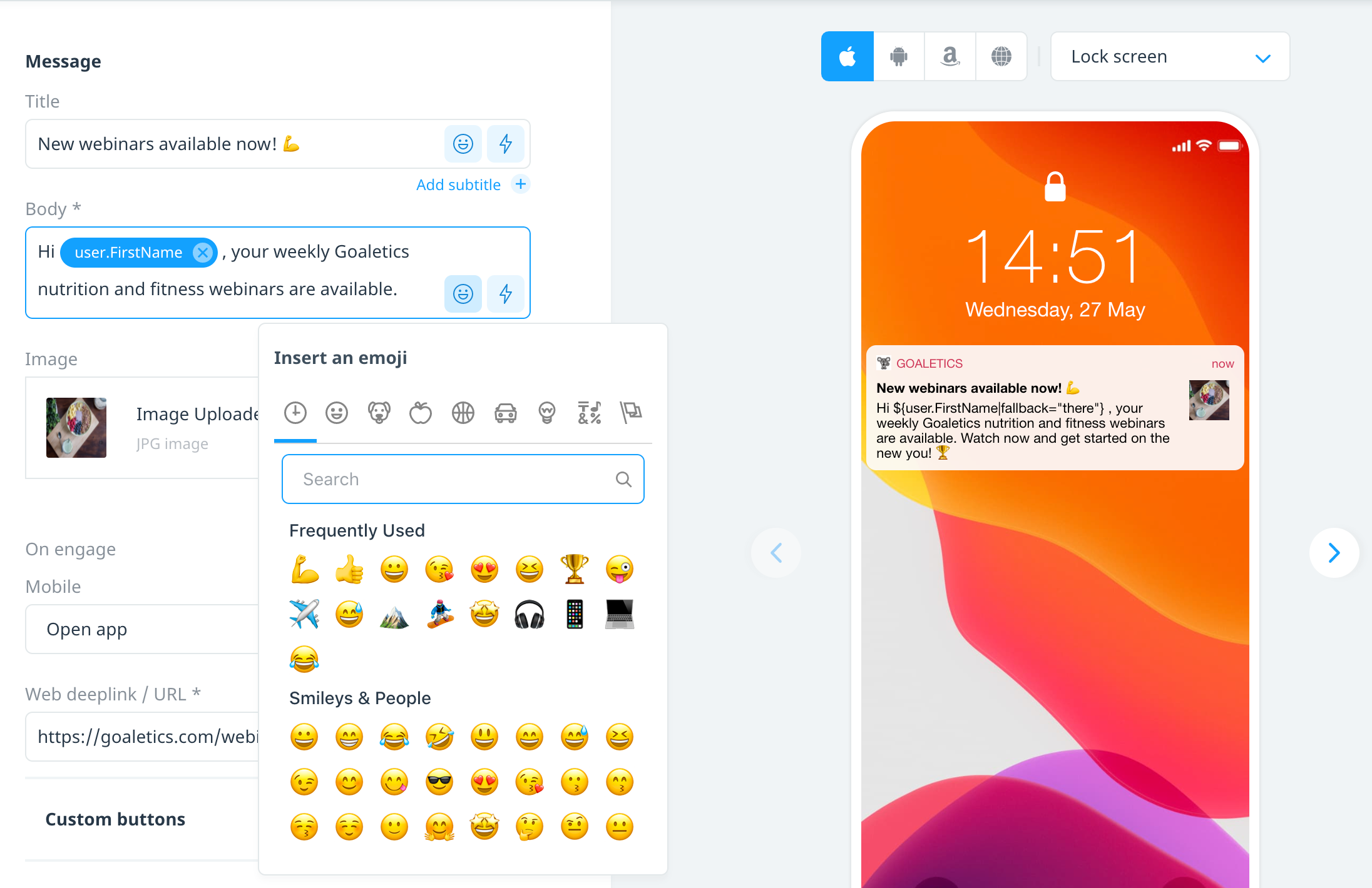 How to use emojis in app push notifications for Shopify