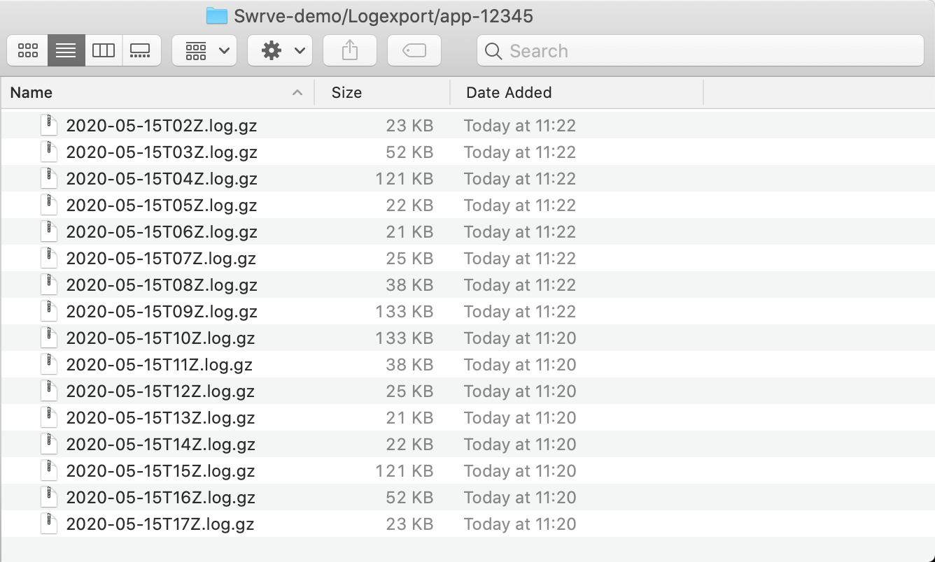 Example of file formats for S3 logs