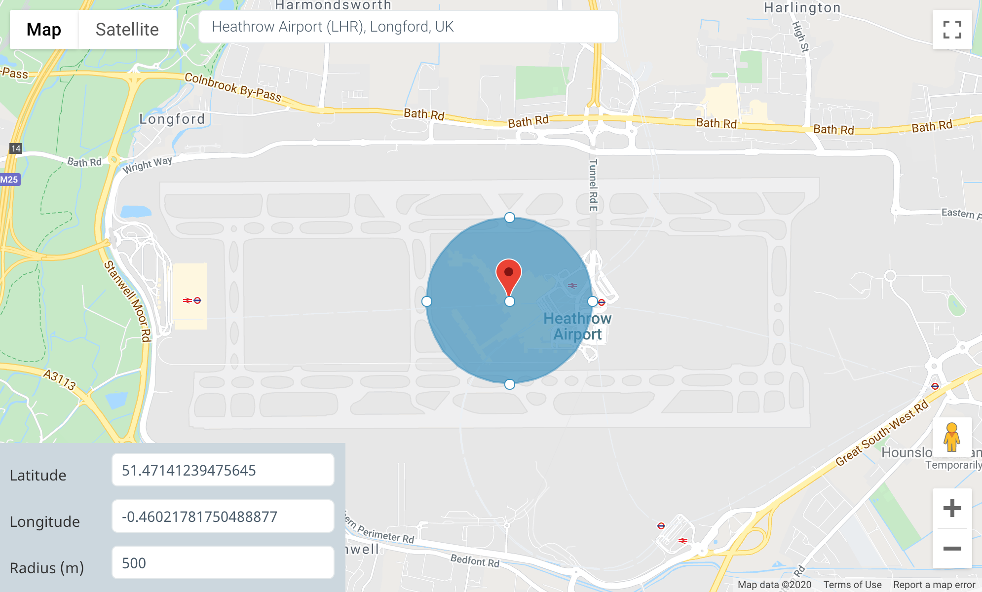Circular geoplace at Heathrow airport